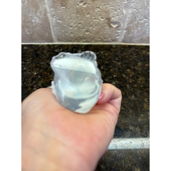 Fenton Art Glass Duck French White Opalescent to Clear Glass Etched Logo EUC - Picture 8 of 8